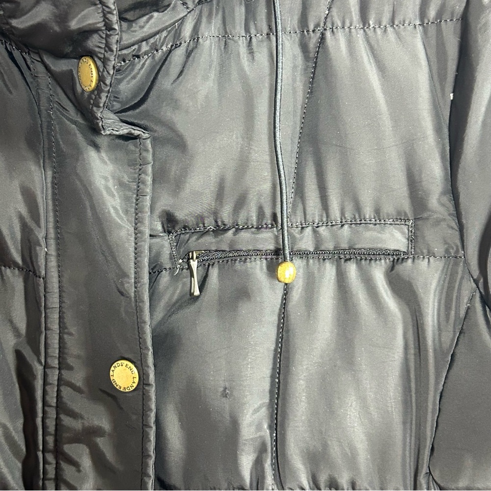 Lands' End Women's Black Hooded Double Zip Puffer Jacket Size S (6-8) - Picture 5 of 16